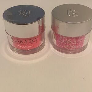 Kiara Sky Nail Dip Powder Glow in the Dark Pink and Pink Sparkle